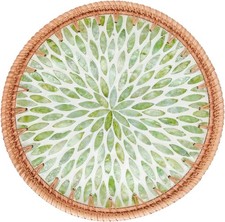 Round Rattan Tray with Mother