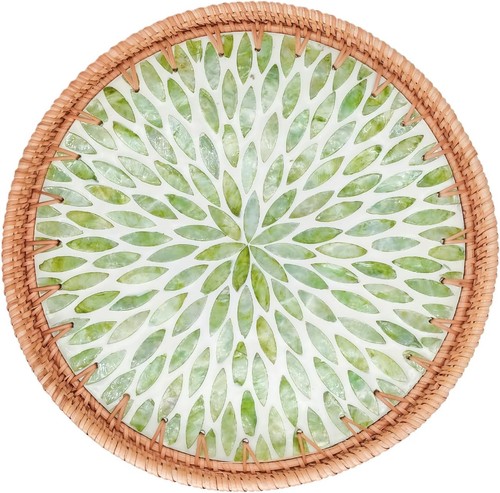 Round rattan tray - round, with