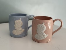 x 2 Rare Pink & Blue Johnson Bros Mug  Coronation King Edward VIII 1937 