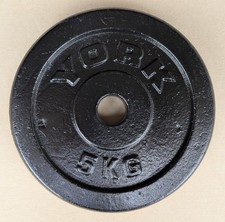1 x 5kg York Standard (1 inch hole) Cast Iron Weight Plate