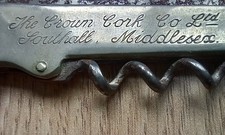 Vintage Crown Cork & Co, Southall, Middlesex Bottle Opener / Cork Screw
