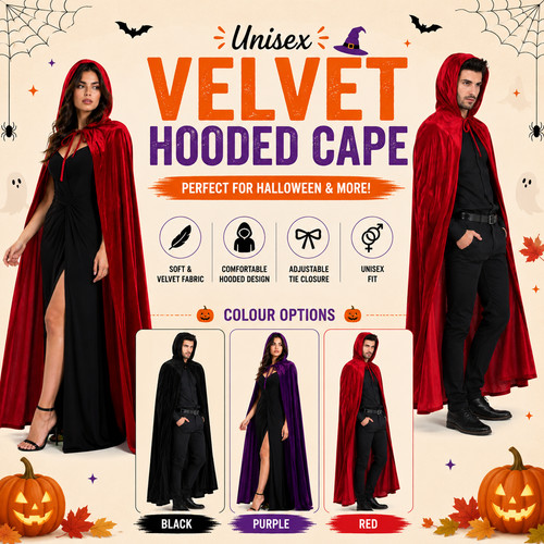 Adults unisex velvet hooded - adults,