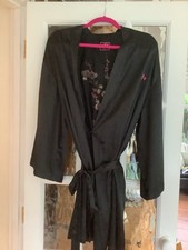 Per Una Ladies Kimono Style Dressing Gown In Black And Floral Pattern Size L