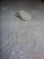 Unused Ivory White Banquet Tablecloth  126"x 80" + 12 Napkins 16 3/4" x 16"  