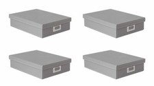 OSCO Grey Faux Leather A4 Box with Lid | 4 Pack | A4 Filing | Paperwork Organise
