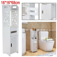 White Modern Bathroom Furniture Cabinet Wood Slim Shelf Cupboard Storage Unit UK
