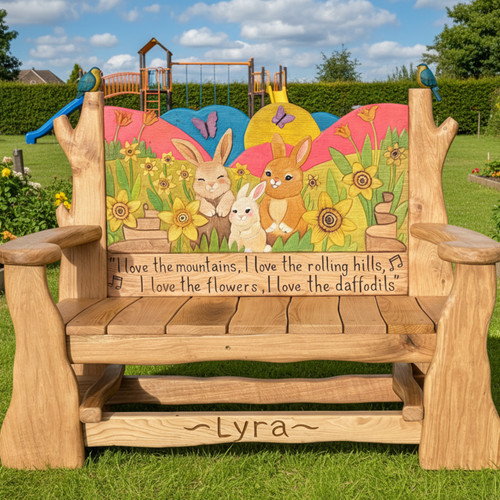 Hand carved memorial bench - memorial,
