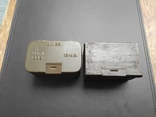 2 off WW2 Dated, Tin Boxes Used With 3”, 4.2” Mortar. 6 & 2 Pdr Anti Tank Etc