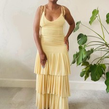Zara yellow long ruffled dress - yellow,