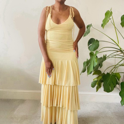 Zara yellow long ruffled dress - zara,