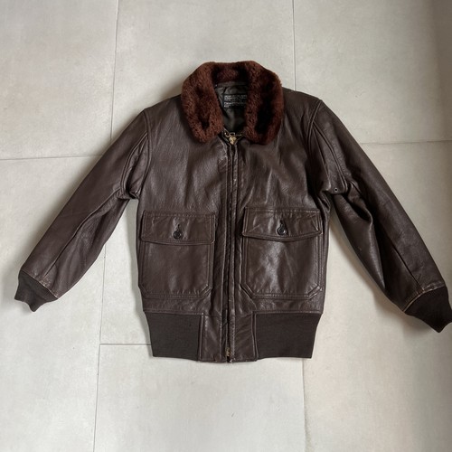 Vtg brown leather faux fur - leather,