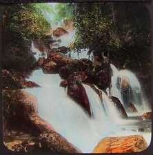 Glass Magic Lantern Slide LODORE WATERFALL C1910 PHOTO CUMBRIA