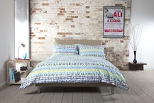 100% Cotton Bright Colours Pattern Design Duvet Cover Set Blues  Double Bed