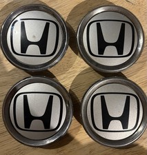 (65) Set Of 4 Genuine Used Honda Alloy Wheel Centre Caps 65mm Silver/black