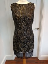Black Gold Lace Cocktail Dress