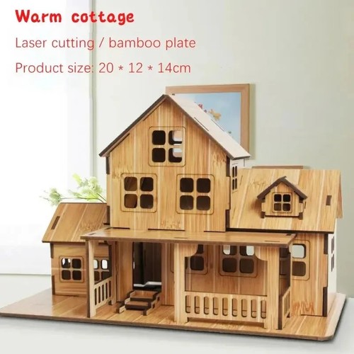 Wooden puzzle house model - wooden,