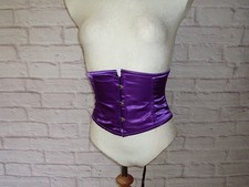 PURPLE SATIN WASPIE UNDER BUST CORSET 24 IN WAIST SIZE 8 TO 10 HOURGLASS BELT