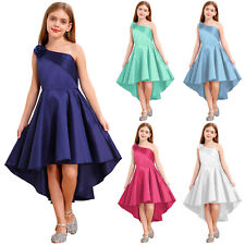 Kids Girls Dress Graduation Prom Gown Ball Dresses Festival One Shoulder Skirt