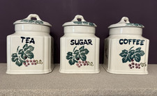 Royal Winton Toscana Tradition Spongeware Coffee Tea Sugar Caddy Jar Set English