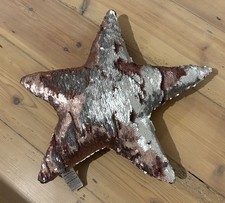 Next Home Reversible Sequin Star Children’s Bedroom Cushion Pink Silver 40cm
