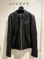 Diesel L-METAL Sheepskin Leather Jacket Black Size 52 Cafe Racer