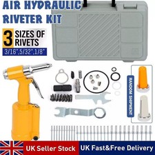 Air Hydraulic Pop Rivet Gun Pneumatic Riveter Industrial 4-Size Set & Case