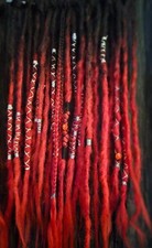 13 handmade synthetic Double Ended dreadlocks goth black and red 