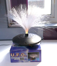 Vintage UFO SPACE SHIP Colour Flashing Changing Fibre Optic Light Lamp Boxed