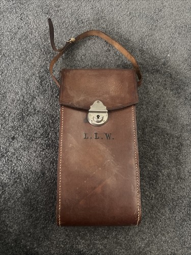 Antique leather camera case - leather,