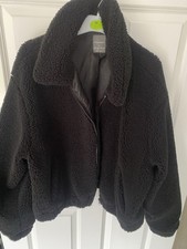 Black Ladies Teddy Bear Coat. Size Large From Primark