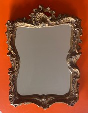 Vintage Antique Gold Chalkware Baroque Rococo Hollywood Regency Wall Mirror 3D