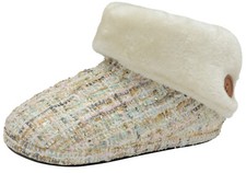 Ladies Boot Slippers Ankle Winter Warm Cosy Padded Fur Outdoor Sole Booties
