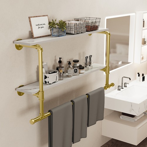 Modern industrial pipe shelf - modern,