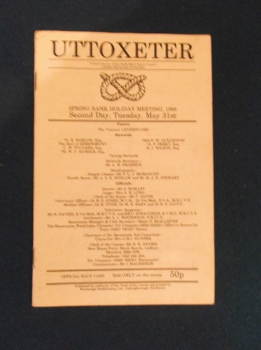 Uttoxeter racecard - 31/5/88, racecard.