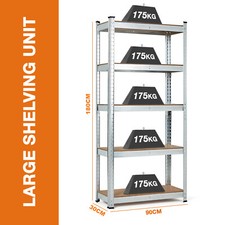 GARAGE SHELVES SHELVING 5 TIER UNIT RACKING BOLTLESS HEAVY DUTY STORAGE SHELF