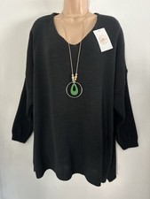 New Italia Lagenlook Black Knit Jumper Top Onesize Size Plus Size 18 20 22 24 26