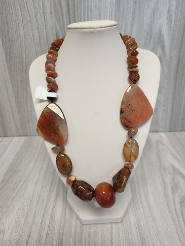 Vintage carnelian stone chunky - carnelian,