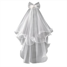 2 Tier Girls First Holy Communion Veil with Comb Curly Edge Wedding Veil