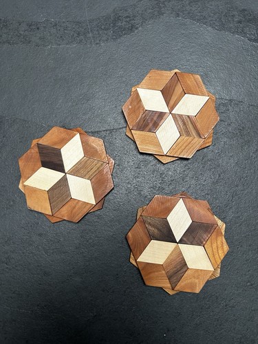 Wood coasters hexagonal - 3,