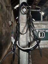 BR black pony dressage bridle with patent noseband and black diamanté browband
