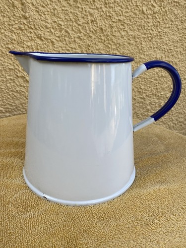 Vintage enamel jug milk water - milk,
