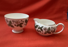 Wedgwood Strawberry Hill sugar bowl and cream jug