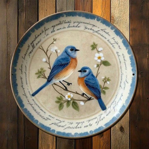 Farmhouse floral blue birds - floral,
