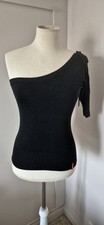 Miss Sixty Retro One Sleeve Knitted Black Top. Size Large