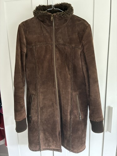 Brown suede leather - brown, fleece