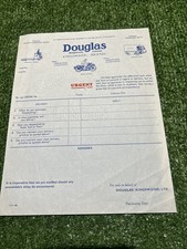 Vintage Douglas Kingswood Bristol Motorcycle Blank Motorbike Order Form Mancave