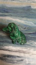Carved Malachite Dog Wolf