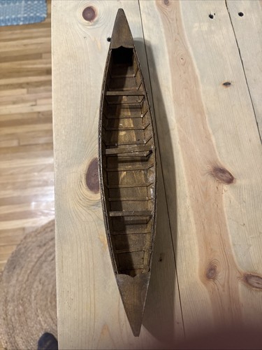 Vintage wooden model canoe - vintage,