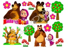 Masha and the Bear Themed Edible Cake Toppers A4 Icing Sheet
