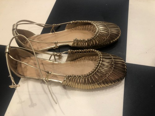 Gold caged woven ballerina - gold,